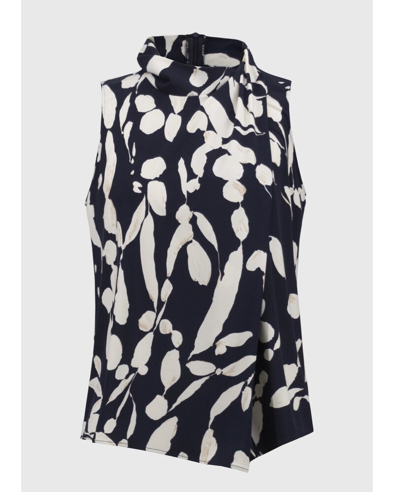 JOSEPH RIBKOFF Silky Knit Abstract Print Sleeveless Top