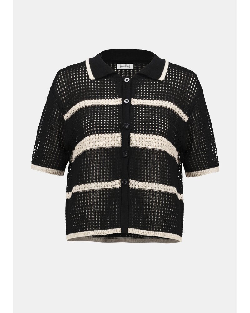 JOSEPH RIBKOFF Sweater Knit Open Stitch Stripe Cover Up