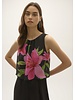 JOSEPH RIBKOFF Silky Knit and Floral Chiffon Wide Leg Jumpsuit