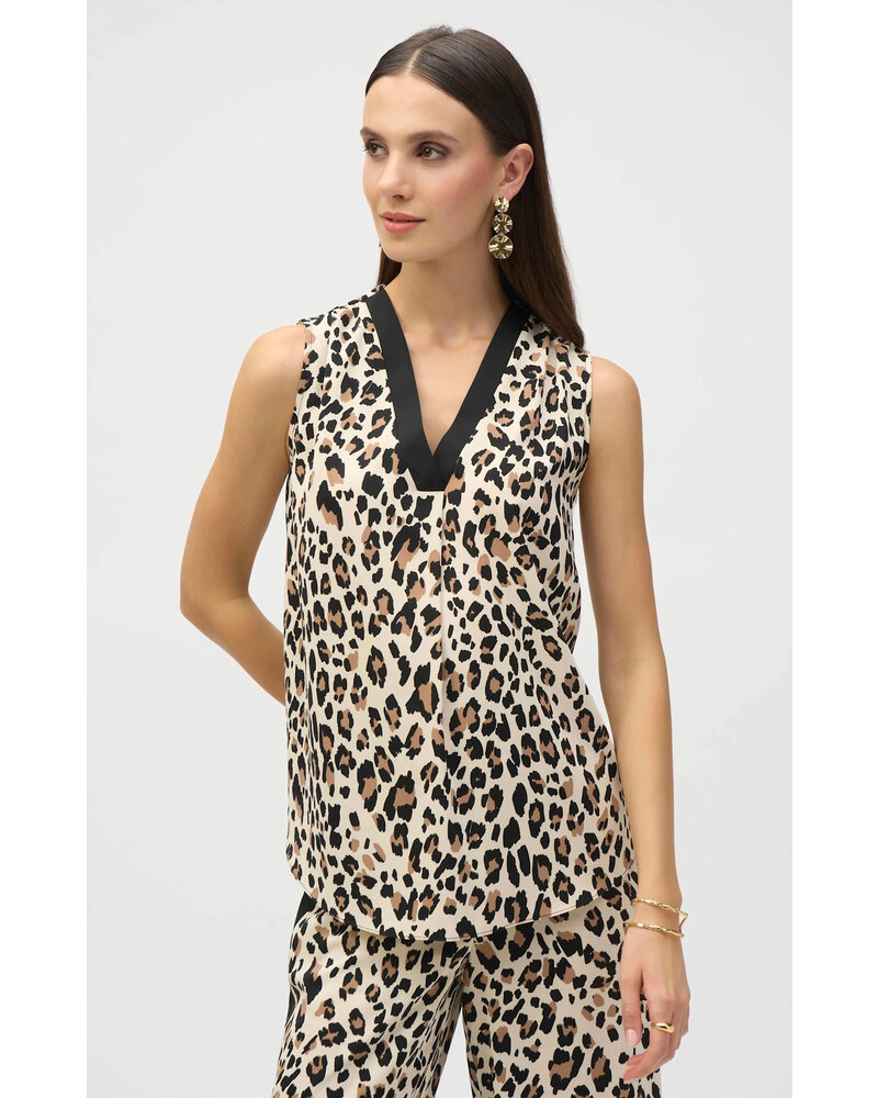 JOSEPH RIBKOFF Animal Print Woven Sleeveless Top
