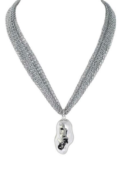 MERX Silver Metallic Mesh Choker 45cm