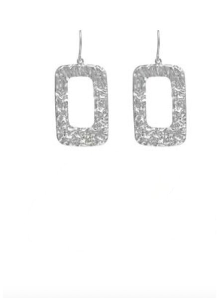 MERX Brushed Silver Dangle Hoop Earring
