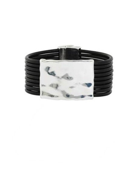 MERX Brushed Silver/Black Magnetic Cuff