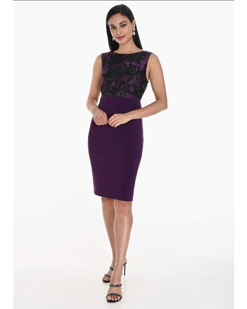 FRANK LYMAN DESIGNS Sleeveless Shift w/Print Bodice