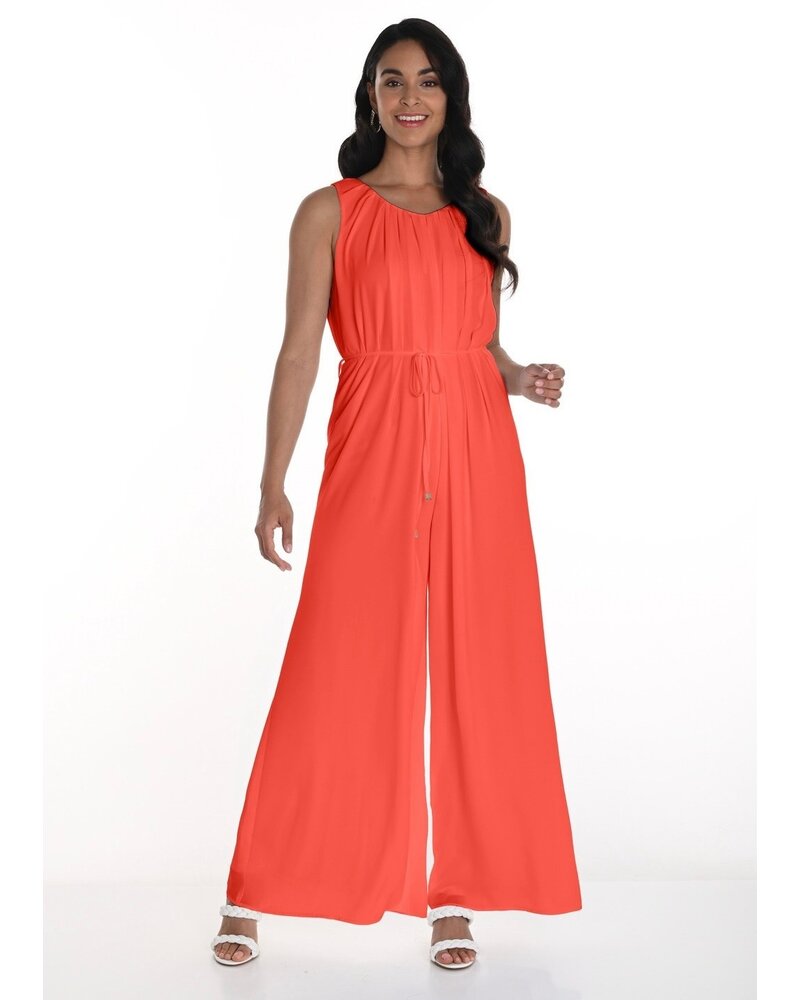 FRANK LYMAN DESIGNS Sleeveless Tie Belt Jumpsuit