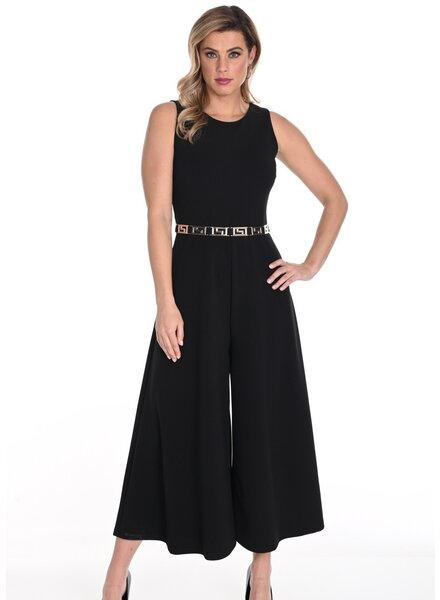 FRANK LYMAN DESIGNS Textured Top Jumpsuit W/Gold Belt