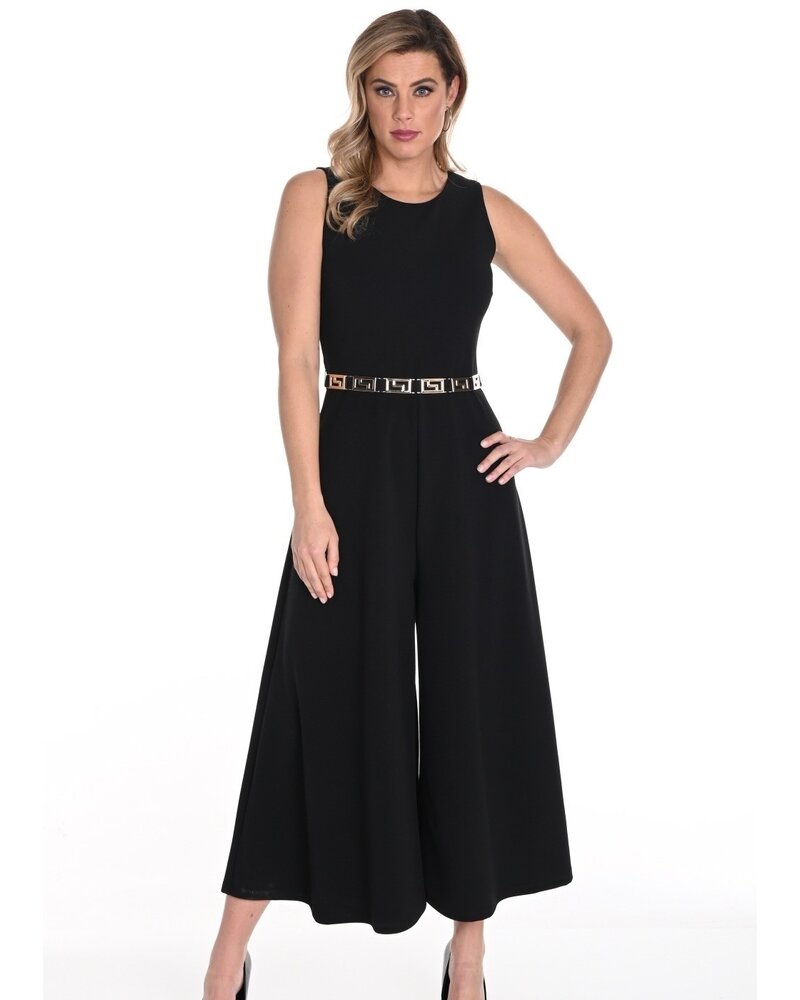 FRANK LYMAN DESIGNS Textured Top Jumpsuit W/Gold Belt