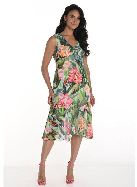 FRANK LYMAN DESIGNS Floral Sleeveless Midi Dress