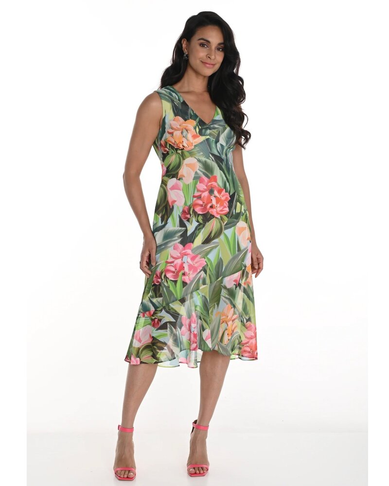 FRANK LYMAN DESIGNS Floral Sleeveless Midi Dress