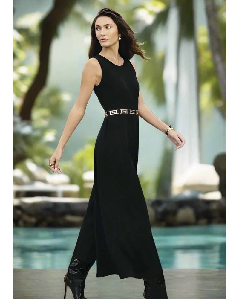 FRANK LYMAN DESIGNS Textured Top Jumpsuit W/Gold Belt