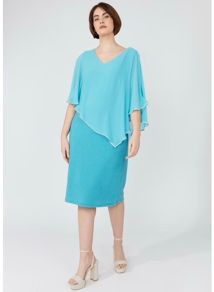 FRANK LYMAN DESIGNS Sheer Cape Style Dress