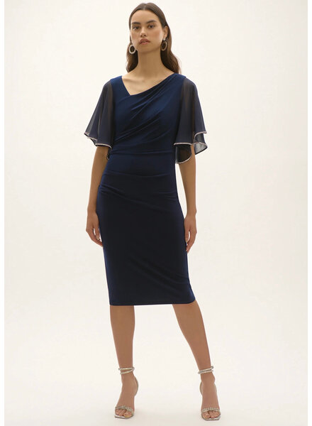 JOSEPH RIBKOFF Silky Knit And Chiffon Sheath Dress