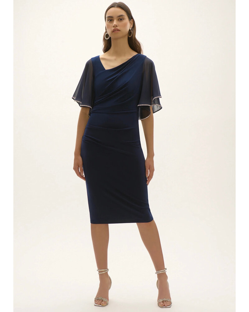 JOSEPH RIBKOFF Silky Knit And Chiffon Sheath Dress