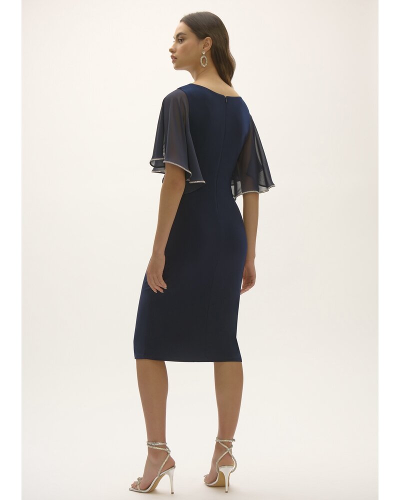 JOSEPH RIBKOFF Silky Knit And Chiffon Sheath Dress