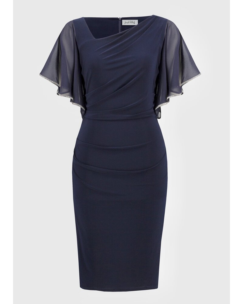 JOSEPH RIBKOFF Silky Knit And Chiffon Sheath Dress