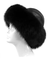 Fox Fur Trim Leather Hat