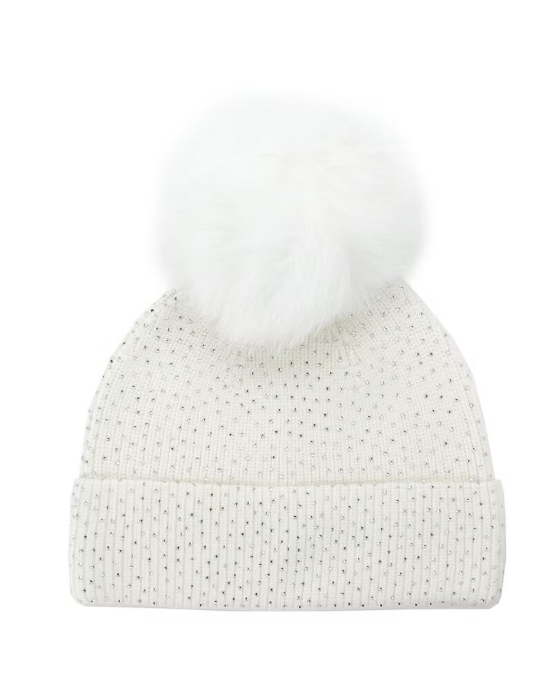 Sparkle Cuff Hat w/Fur Pom