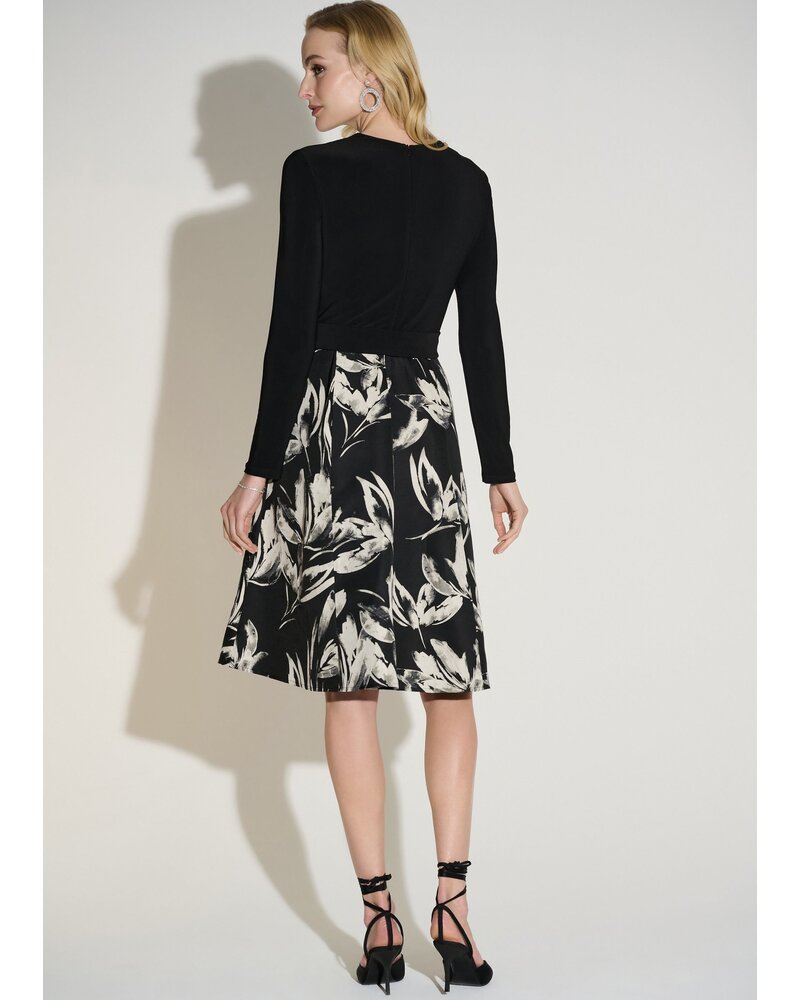 JOSEPH RIBKOFF Silky Knit & Jacquard Floral Fit and Flare Dress