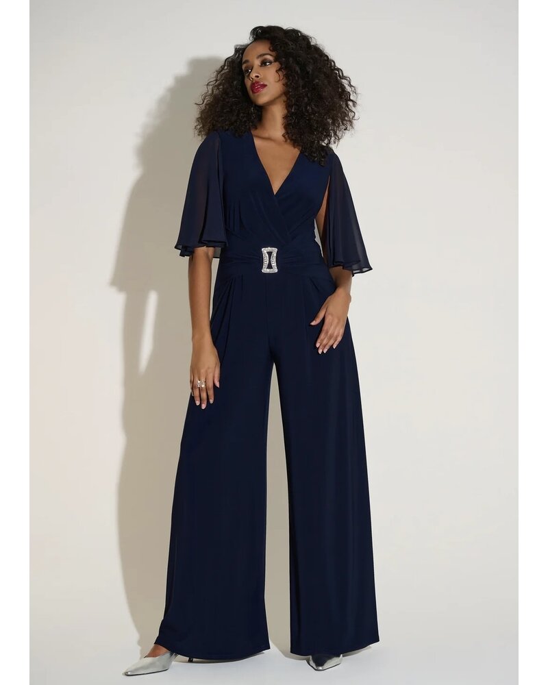 JOSEPH RIBKOFF Sheer Flutter Sleeve Jumpsuit