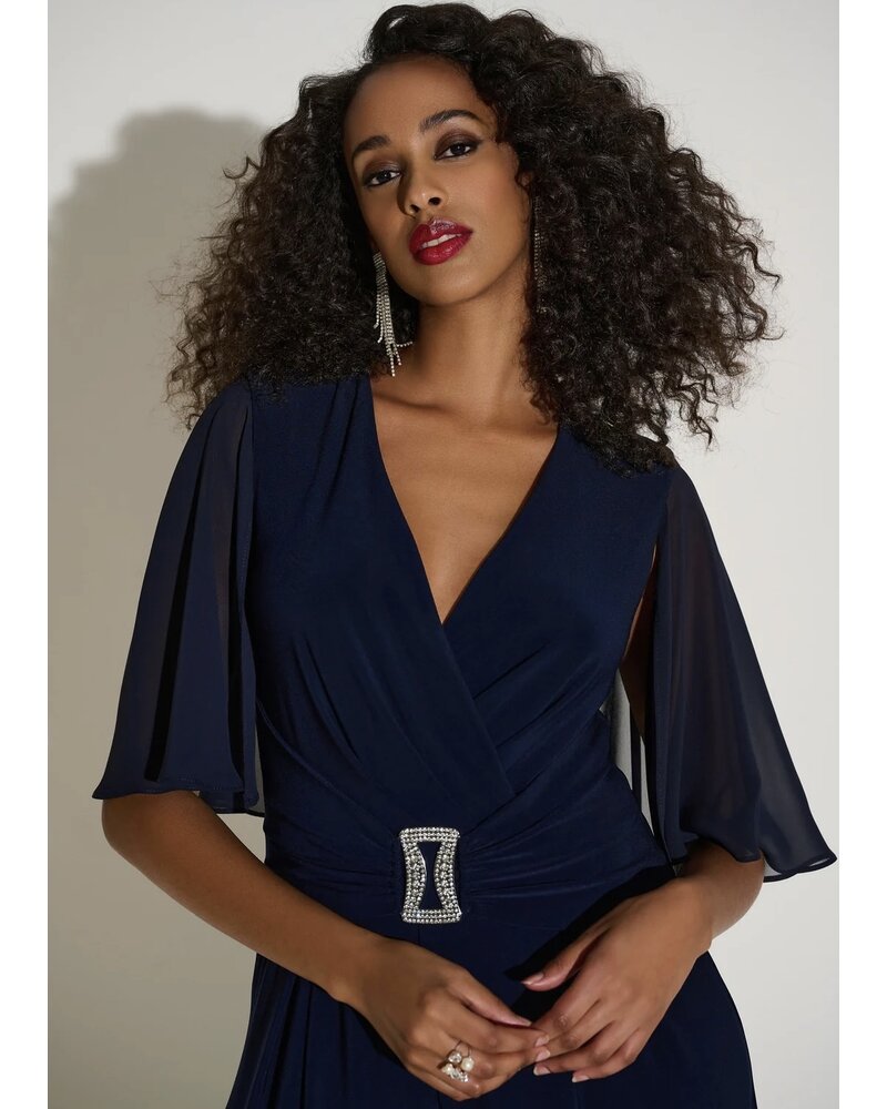 JOSEPH RIBKOFF Sheer Flutter Sleeve Jumpsuit