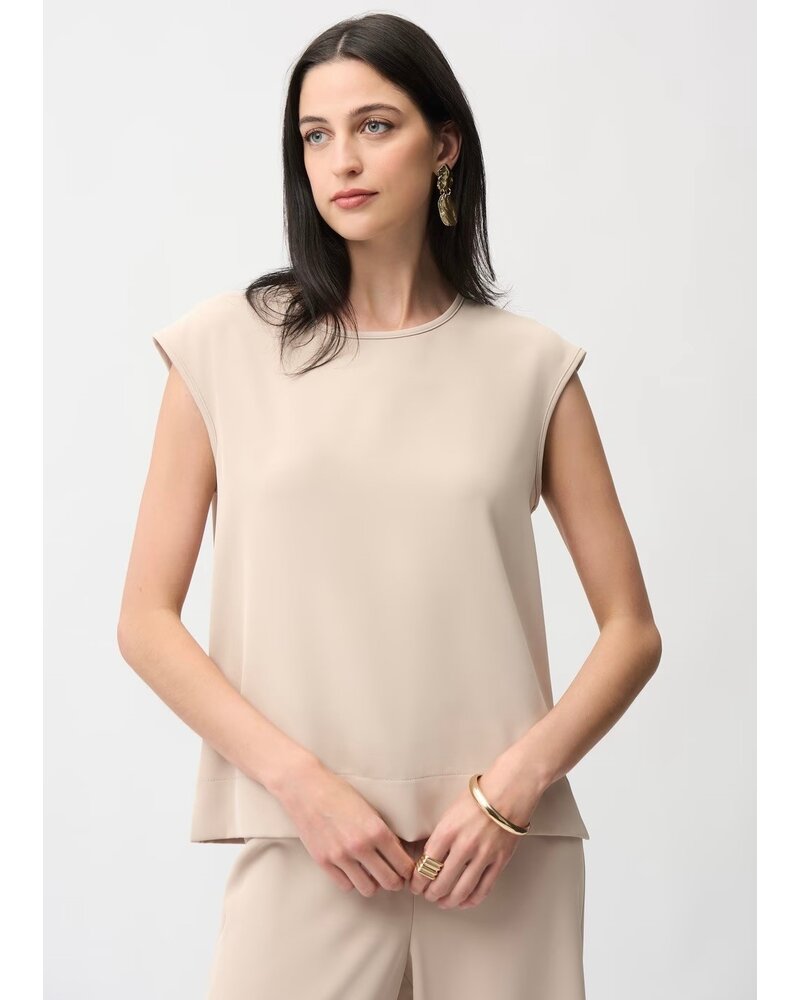 JOSEPH RIBKOFF Woven Twill Boxy Top w/Side Slits