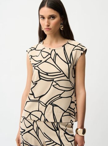 JOSEPH RIBKOFF Abstract Print Boxy Top