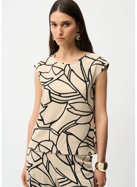JOSEPH RIBKOFF Abstract Print Boxy Top