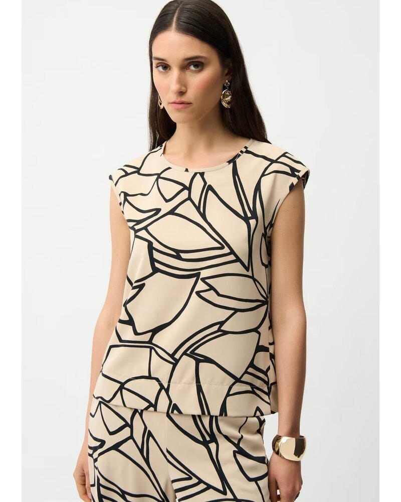 JOSEPH RIBKOFF Abstract Print Boxy Top
