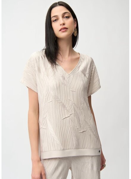 JOSEPH RIBKOFF Pleated Satin Boxy Top With Silky Knit Back