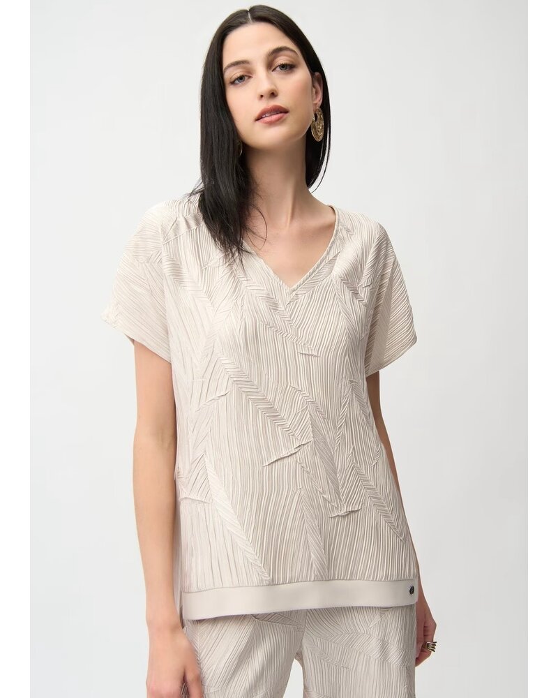 JOSEPH RIBKOFF Pleated Satin Boxy Top With Silky Knit Back