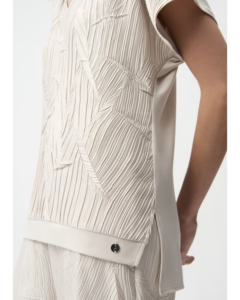 JOSEPH RIBKOFF Pleated Satin Boxy Top With Silky Knit Back