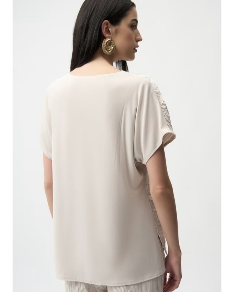 JOSEPH RIBKOFF Pleated Satin Boxy Top With Silky Knit Back