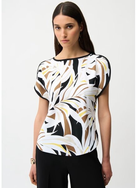JOSEPH RIBKOFF Tropical Print Boxy Top