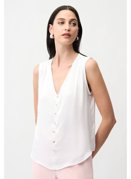 JOSEPH RIBKOFF Satin Boxy Top With Gold Buttons