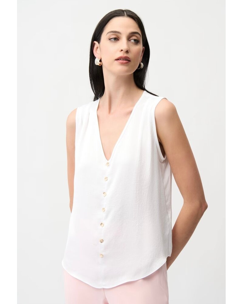 JOSEPH RIBKOFF Satin Boxy Top With Gold Buttons