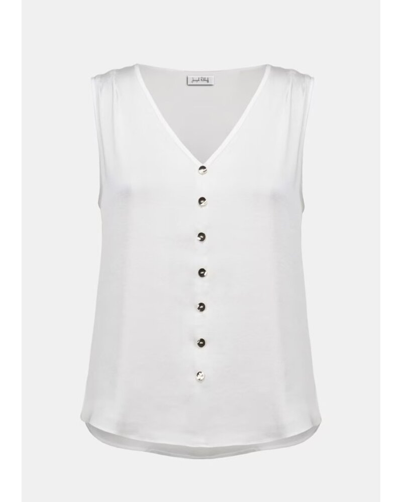 JOSEPH RIBKOFF Satin Boxy Top With Gold Buttons