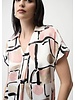 JOSEPH RIBKOFF Satin Abstract Print Boxy V-Neck Top