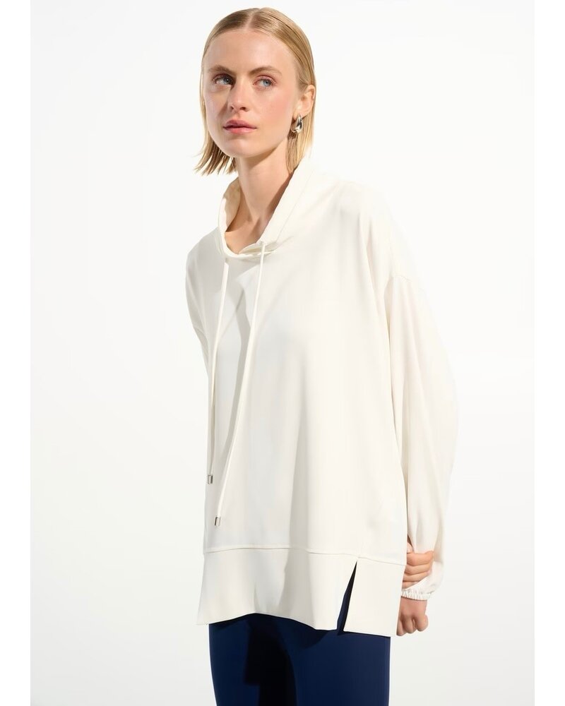 JOSEPH RIBKOFF Woven Twill Boxy Tunic With Funnel Collar