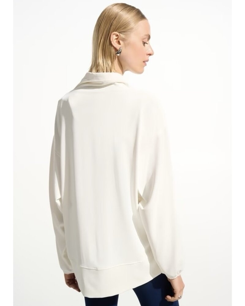 JOSEPH RIBKOFF Woven Twill Boxy Tunic With Funnel Collar