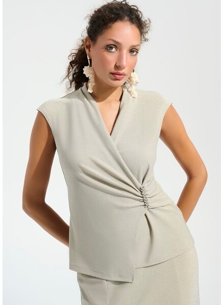 JOSEPH RIBKOFF Ruched Top w/Jewel Detail
