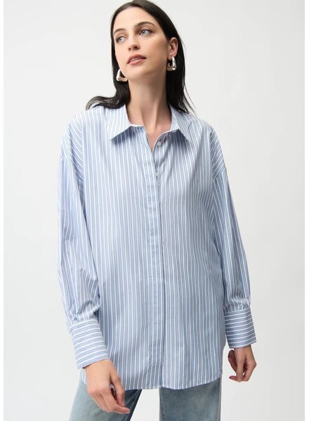 JOSEPH RIBKOFF Tencel Stripe Print Boxy Blouse