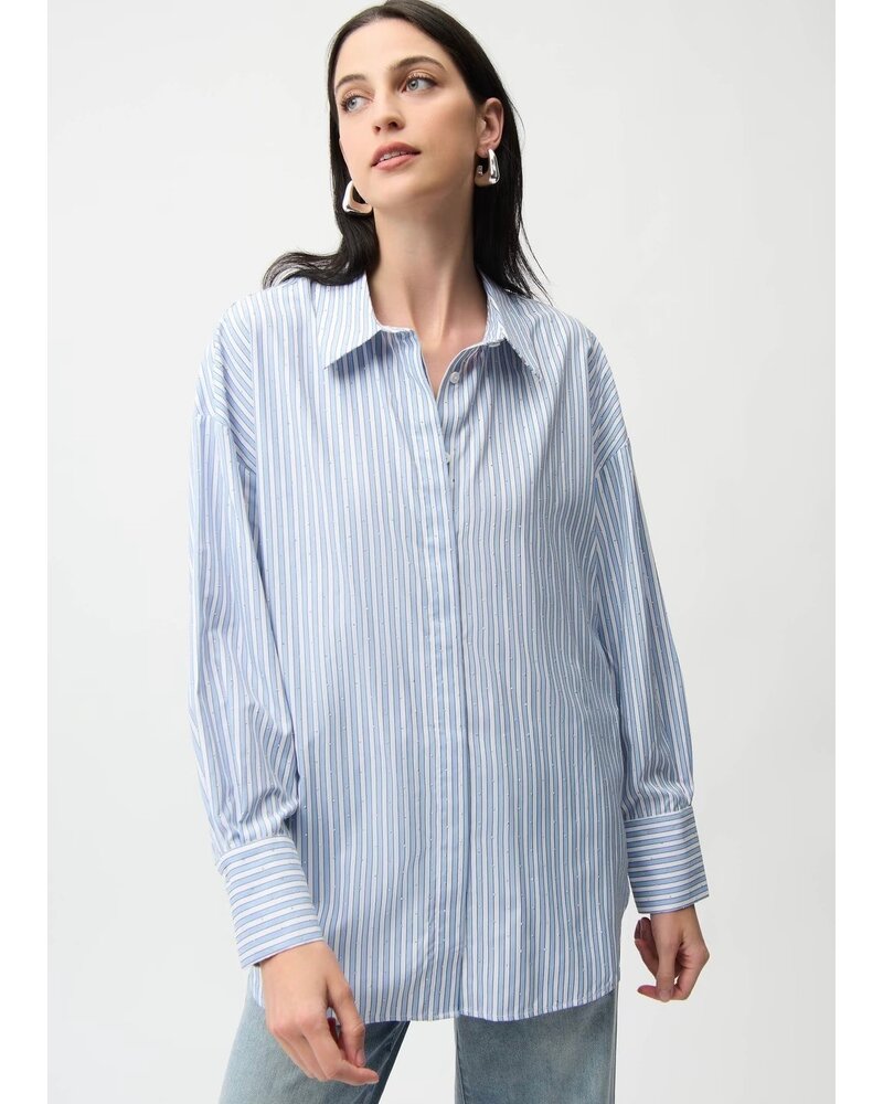 JOSEPH RIBKOFF Tencel Stripe Print Boxy Blouse