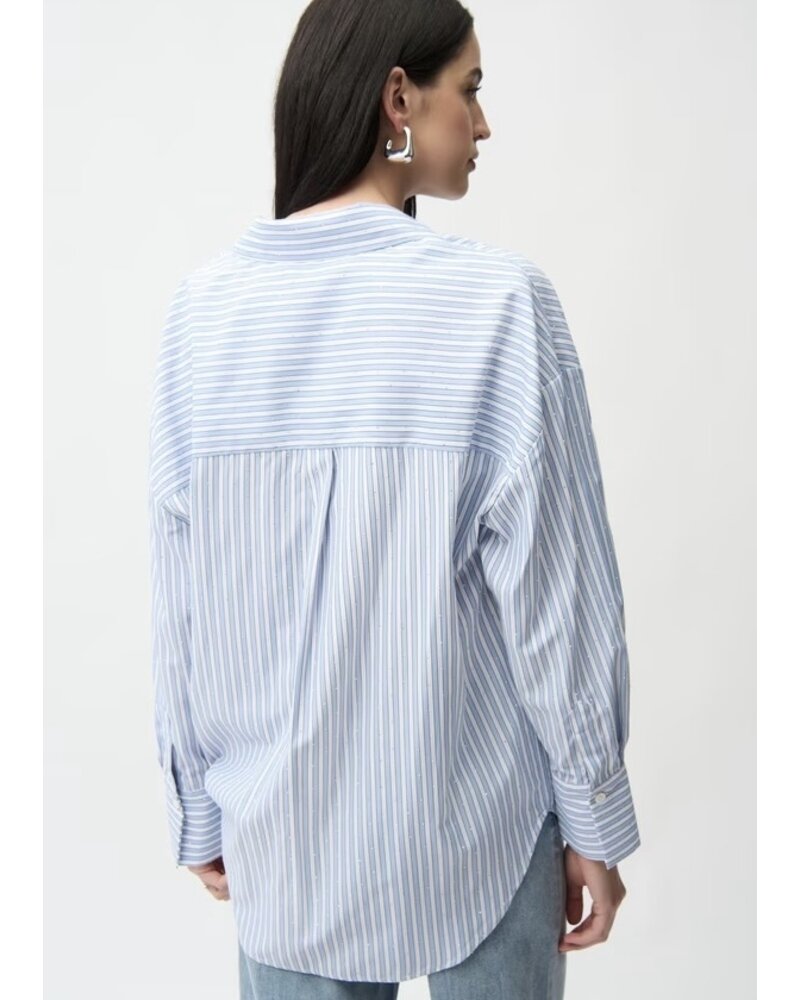 JOSEPH RIBKOFF Tencel Stripe Print Boxy Blouse