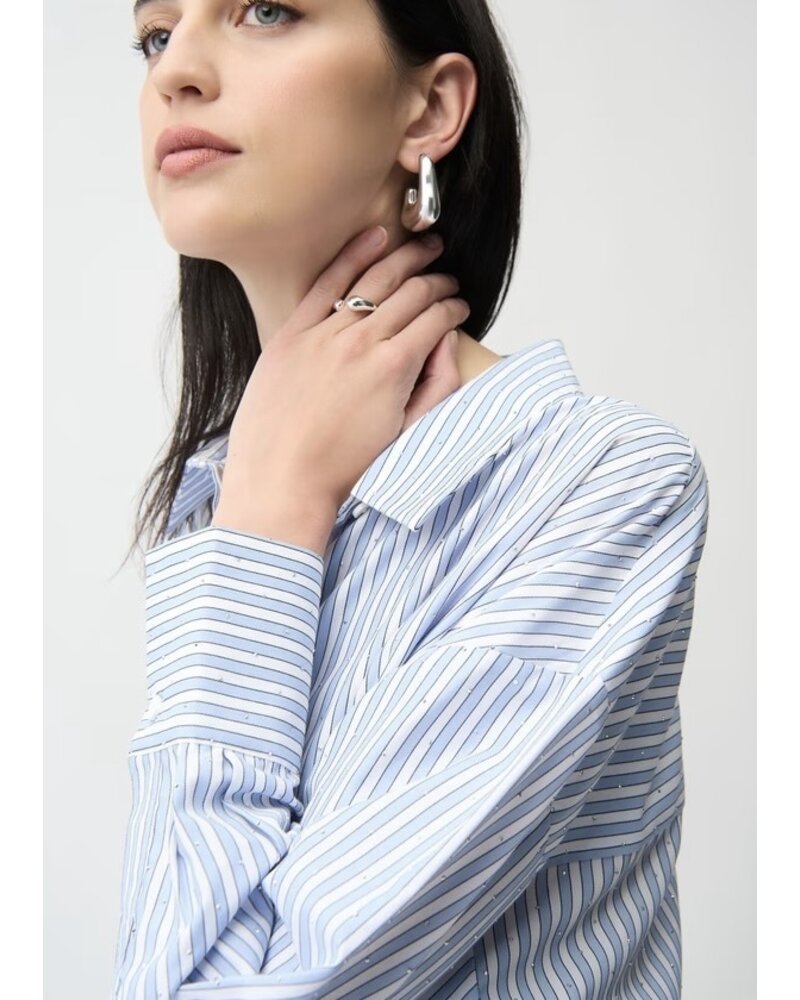 JOSEPH RIBKOFF Tencel Stripe Print Boxy Blouse