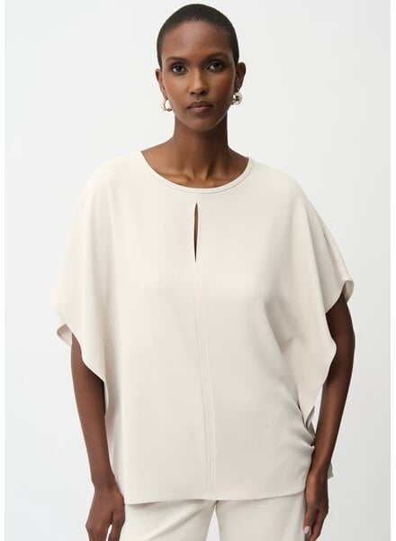JOSEPH RIBKOFF Woven Twill Poncho Top With Front Keyhole