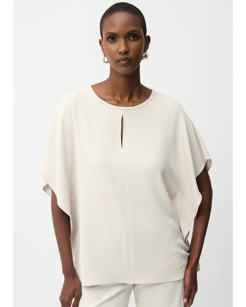 JOSEPH RIBKOFF Woven Twill Poncho Top With Front Keyhole
