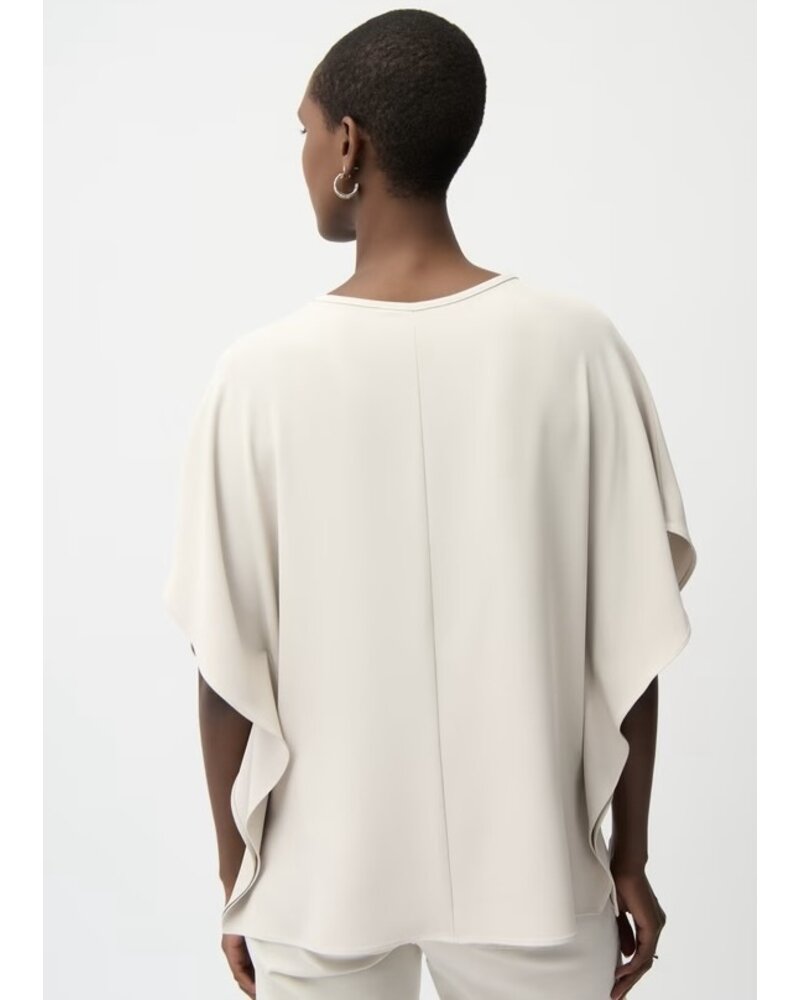 JOSEPH RIBKOFF Woven Twill Poncho Top With Front Keyhole