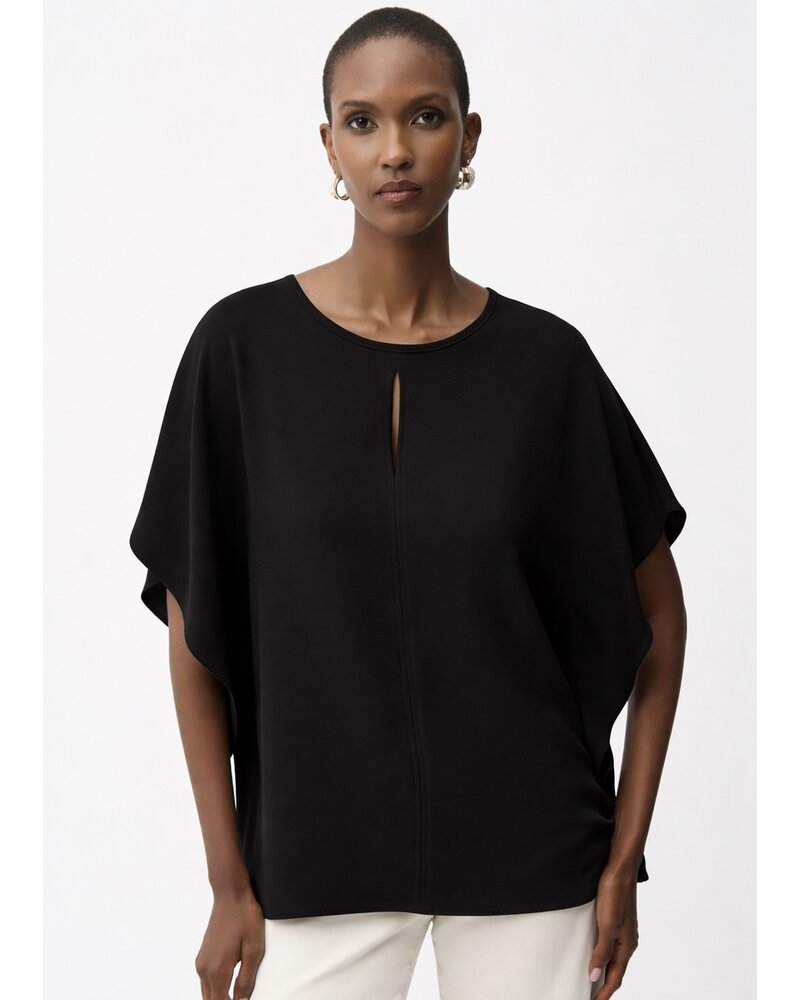 JOSEPH RIBKOFF Woven Twill Poncho Top With Front Keyhole