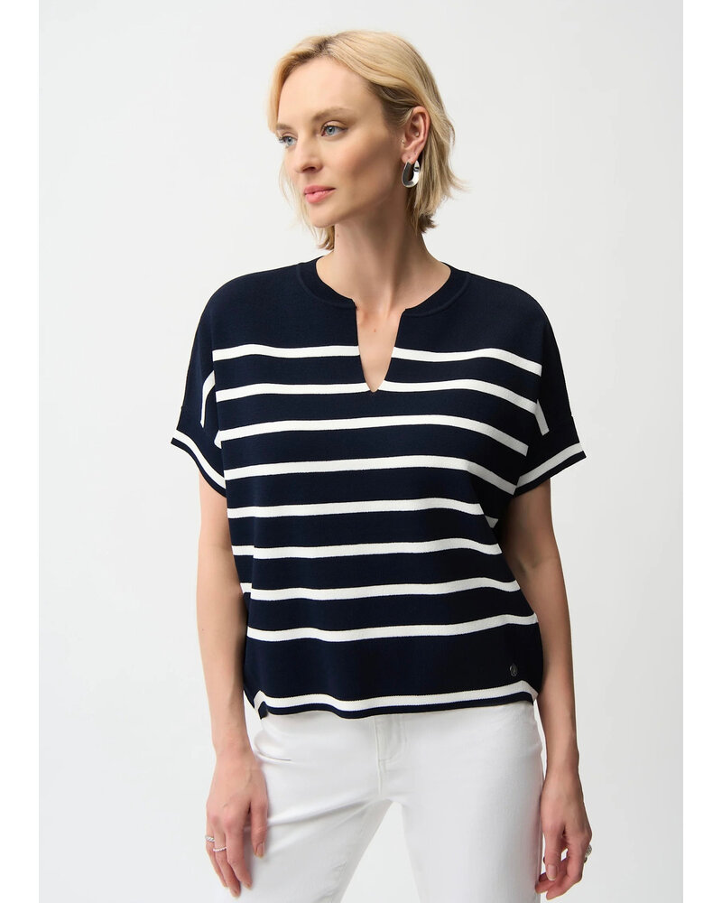 JOSEPH RIBKOFF Striped Short Sleeve Sweater