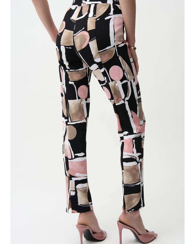 JOSEPH RIBKOFF Silky Knit Abstract Print Straight Pull-On Pants